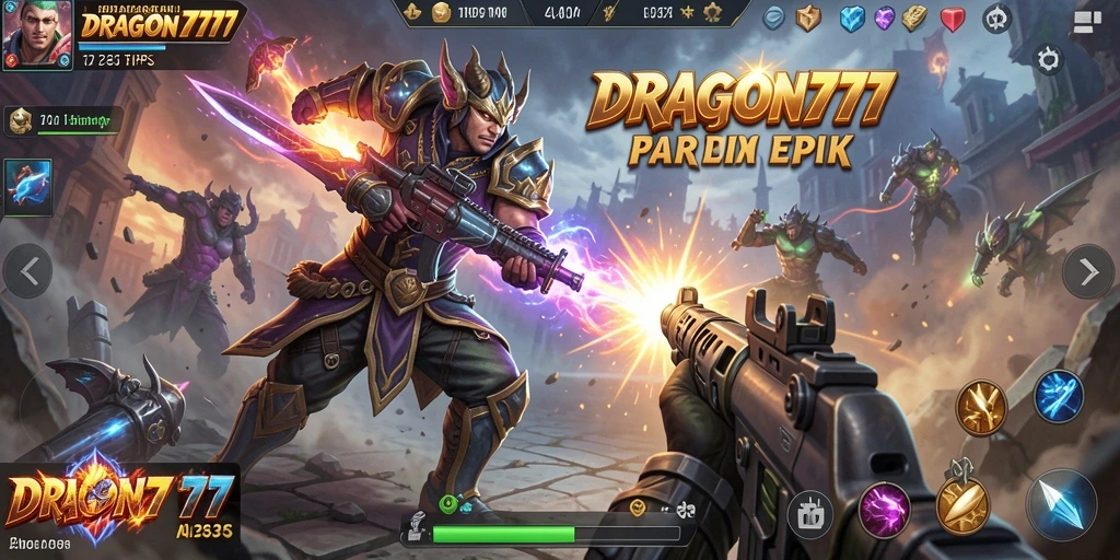 Tangkapan layar utama <strong>DRAGON777</strong> menampilkan aksi pertempuran yang intens dan mendebarkan.