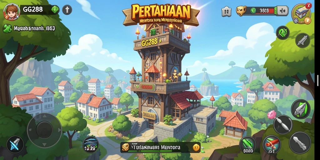 Screenshot utama GG288 menampilkan aksi seru dalam permainan Tower Defense.