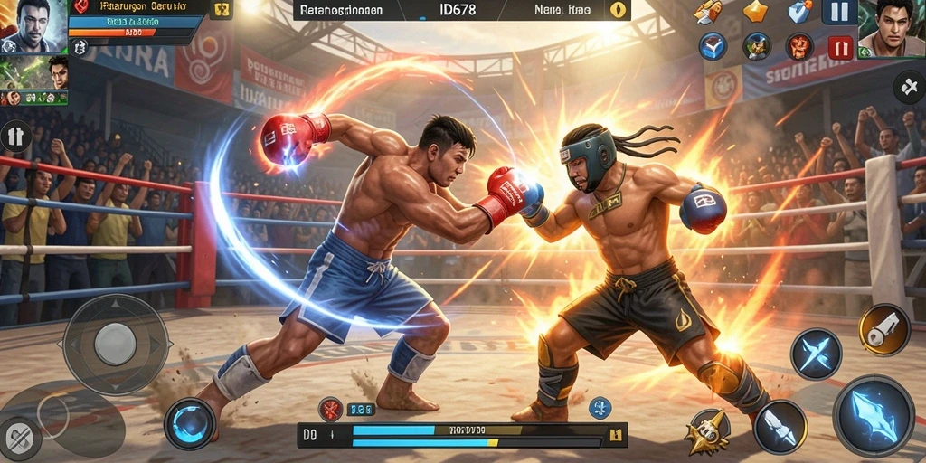 Tampilan pertarungan yang epic di ID678 dengan efek grafis yang luar biasa.