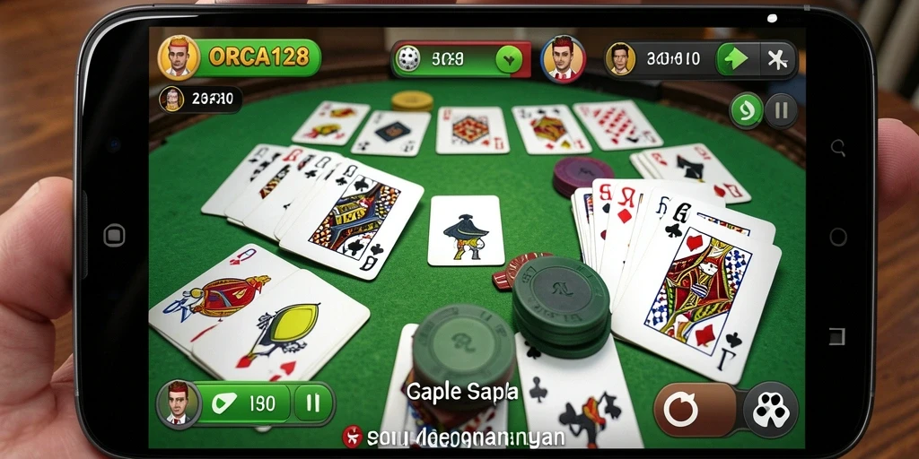 Gameplay mendebarkan di ORCA128, permainan Gaple yang seru.