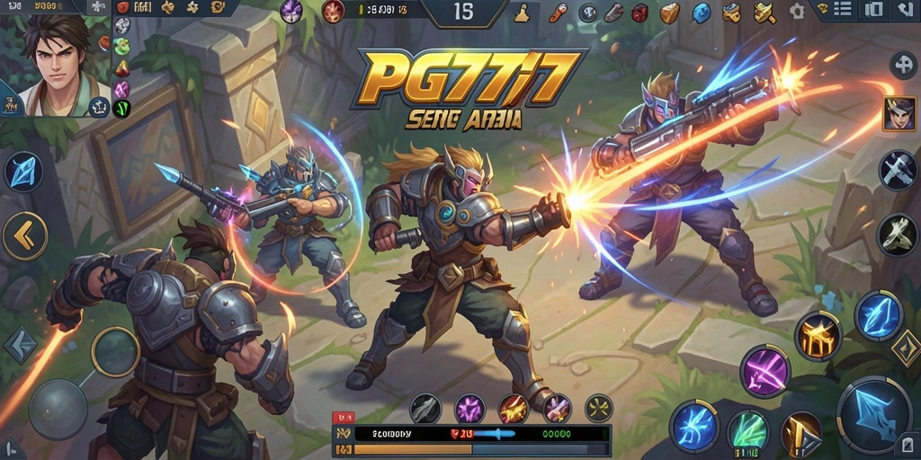 Gameplay seru PG777 dalam pertarungan arena MOBA.
